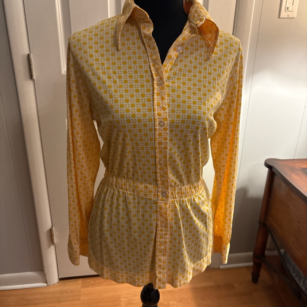 Chic Yellow Patterned Button Down Shirt